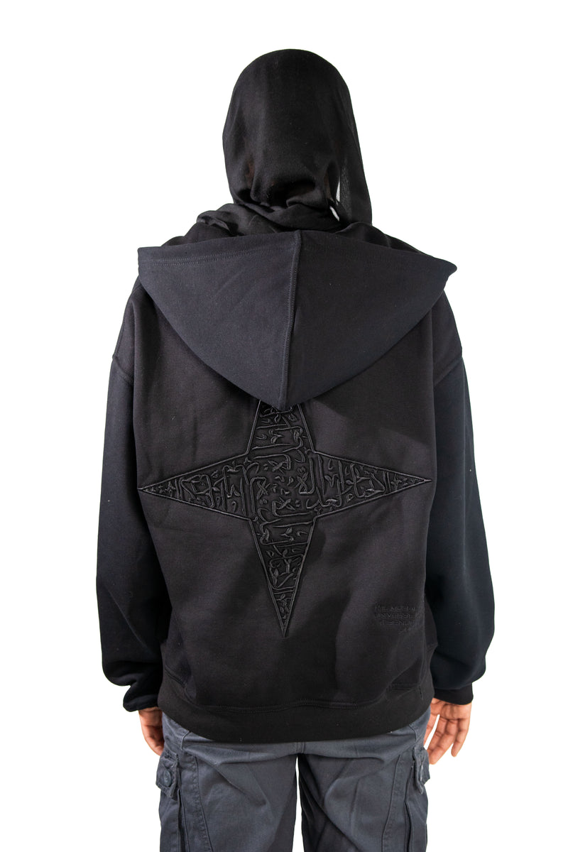 ARABIC STAR ZIP UP - BLACK ON BLACK