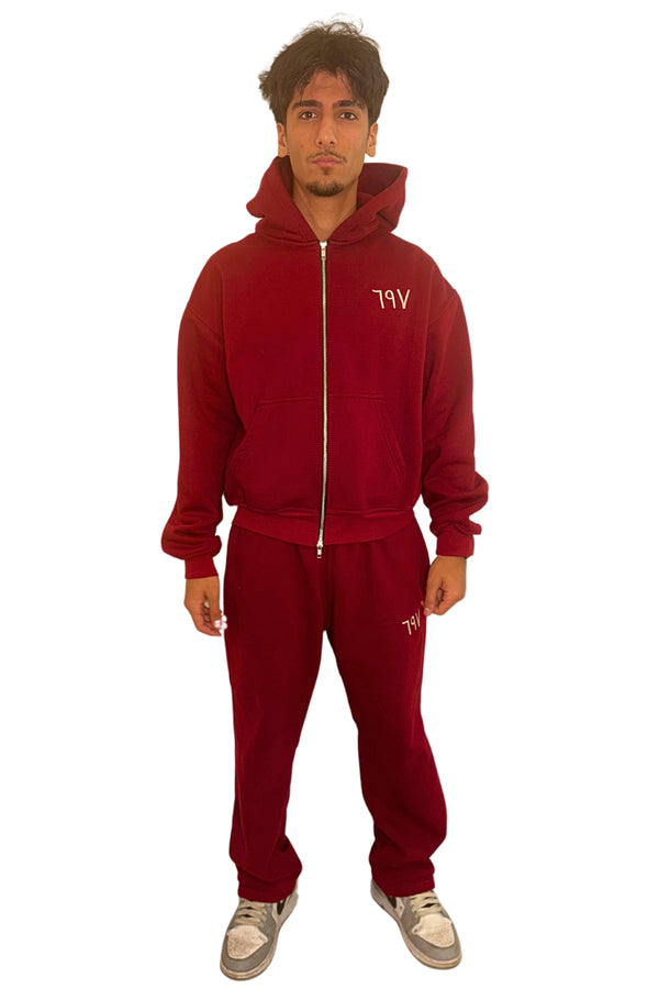 ARABIC STAR ZIP UP -  BURGANDY