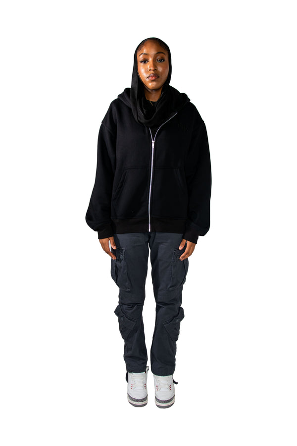 ARABIC STAR ZIP UP - BLACK ON BLACK