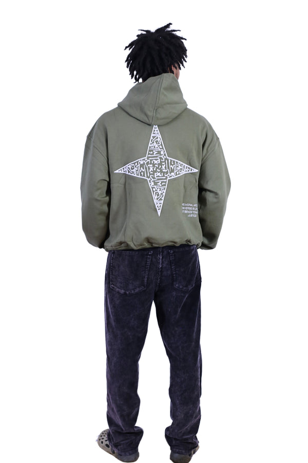ARABIC STAR HOODIE - OLIVE