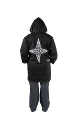 ARABIC STAR HOODIE - WHITE ON BLACK EXTENDED