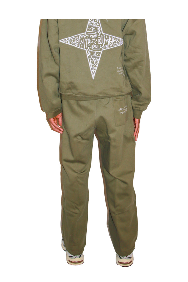 ARABIC STAR SWEATPANTS -  OLIVE