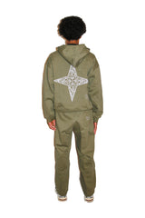 ARABIC STAR ZIP UP -  OLIVE