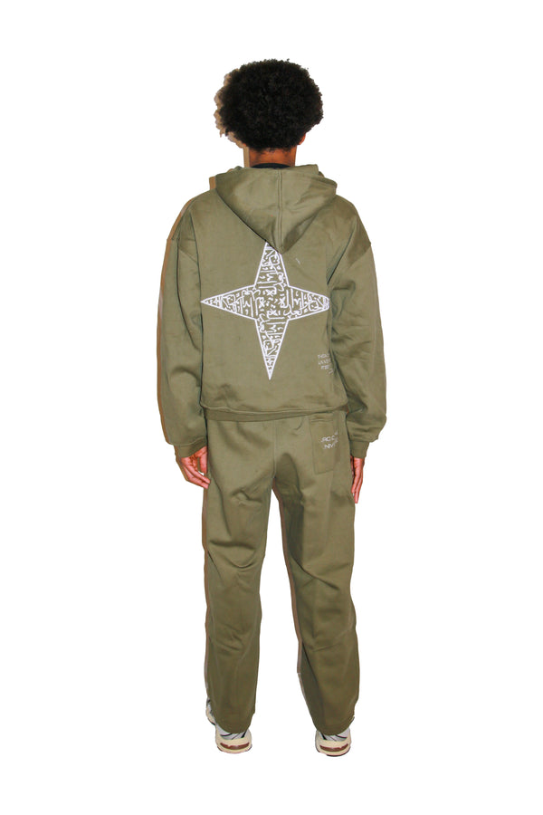 ARABIC STAR ZIP UP -  OLIVE