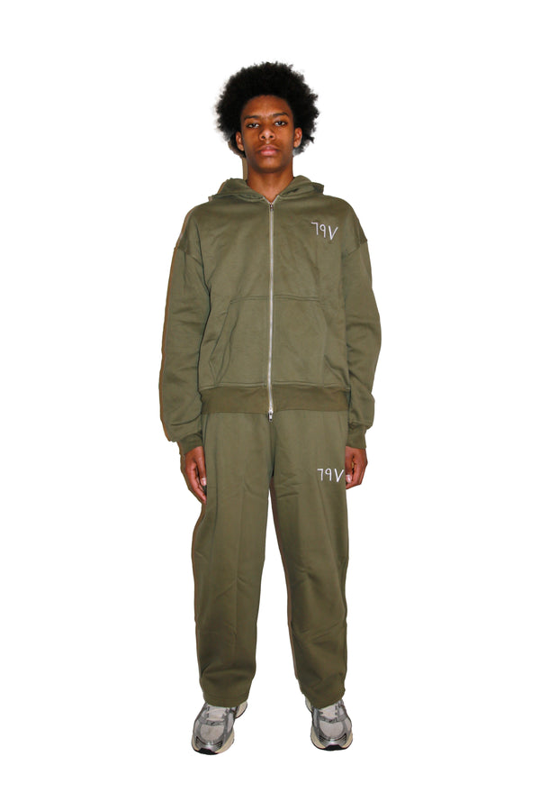 ARABIC STAR ZIP UP -  OLIVE